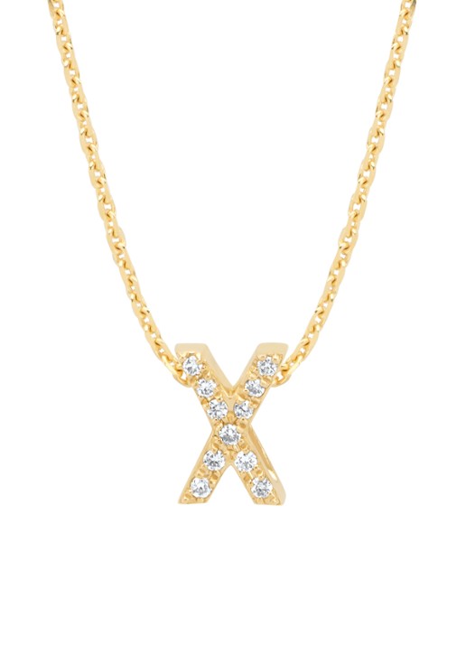 Diamond Point Geelgouden hanger X, 0.05 ct diamant, Alphabet