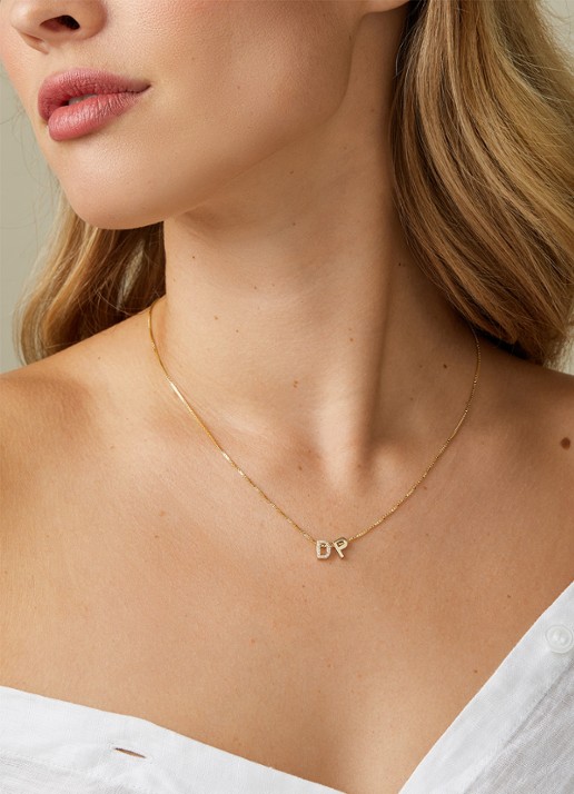 Diamond Point Geelgouden hanger X, Alphabet - voorkant 3 geelgoud