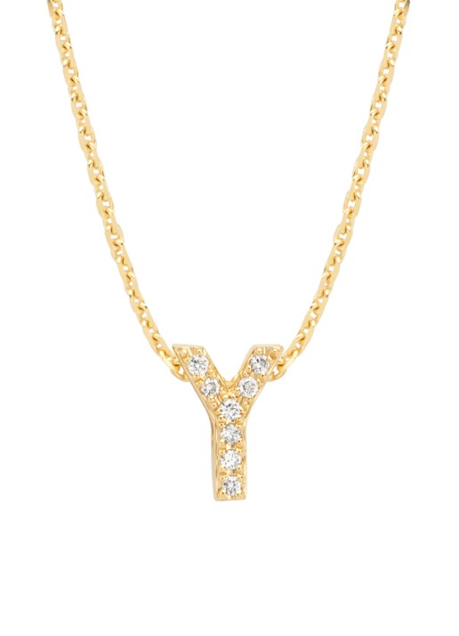 Diamond Point Geelgouden hanger Y, 0.03 ct diamant, Alphabet
