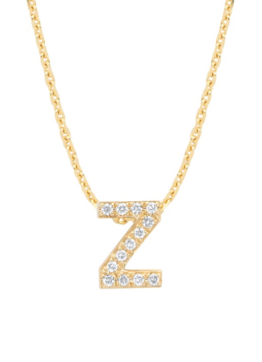 Diamond Point Geelgouden hanger Z, 0.05 ct diamant, Alphabet