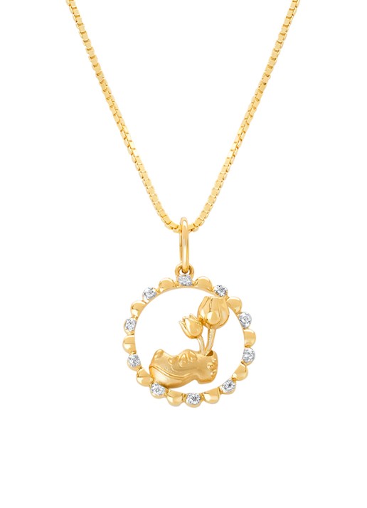 Diamond Point Geelgouden Klomp hanger, 0.03 ct diamant, Dutch icons
