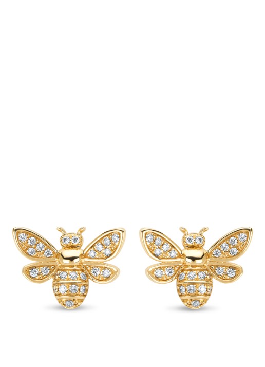 Diamond Point Geelgouden oorsieraden, 0.22 ct diamant, Queen Bee