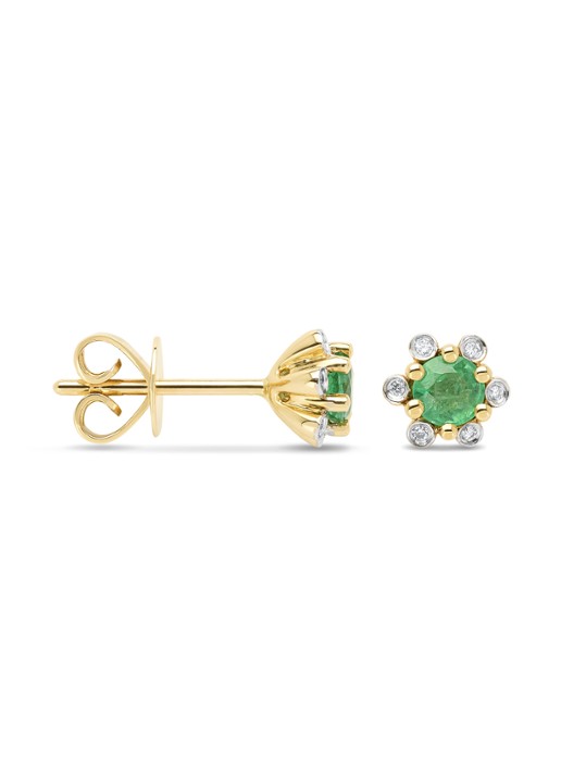 Diamond Point Geelgouden oorsieraden, 0.44 ct smaragd, Empress
