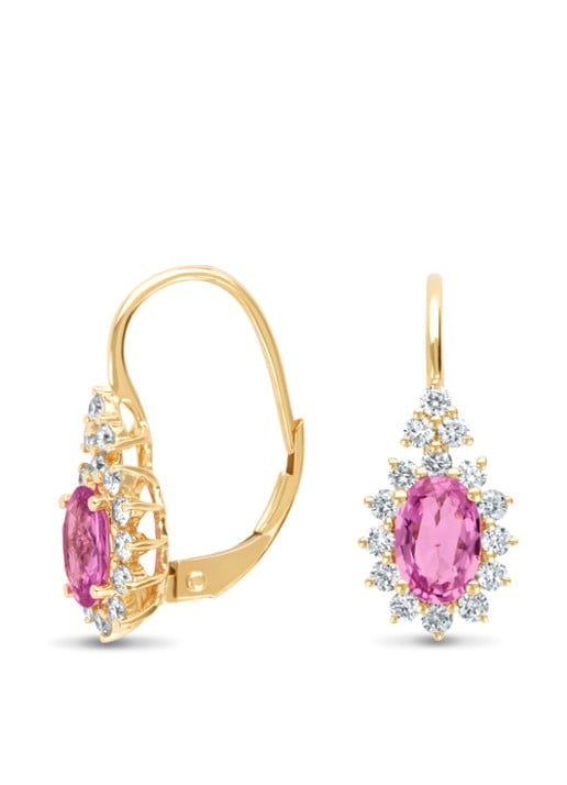 Diamond Point Geelgouden oorsieraden, 1.21 ct roze saffier, Eden