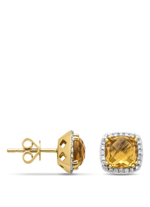 Diamond Point Geelgouden oorsieraden, 3.32 ct citrien, Fiësta