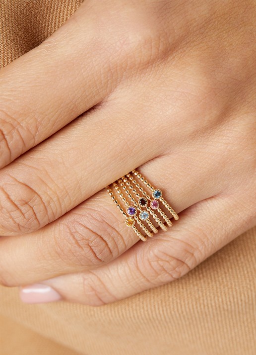 Diamond Point Geelgouden ring 0.04 ct citrien Joy - voorkant 2 goud