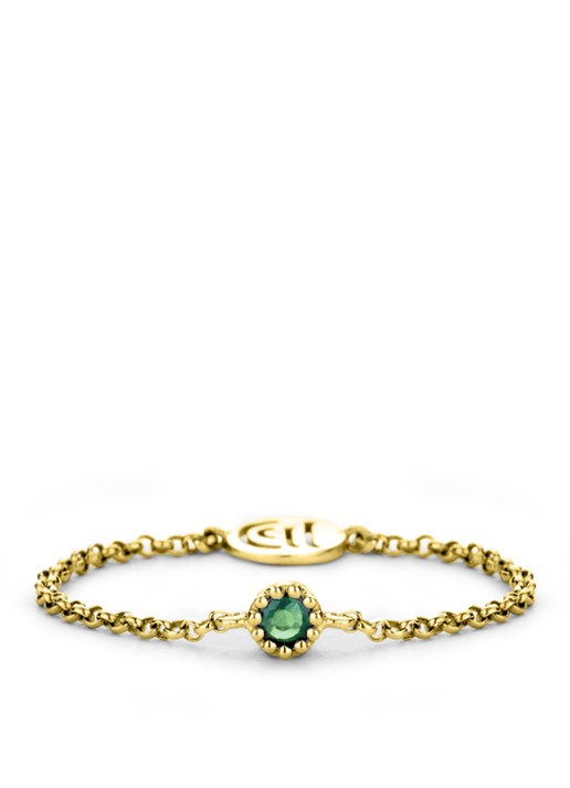 Diamond Point Geelgouden ring 0.04 ct smaragd Joy - voorkant goud