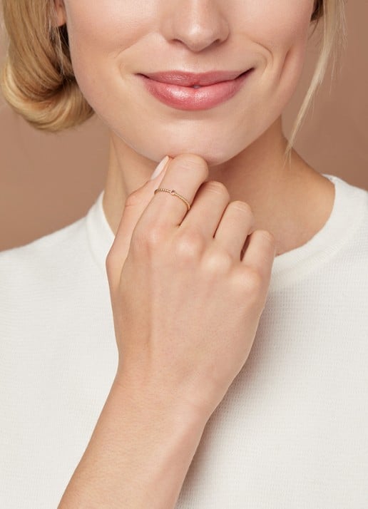 Diamond Point Geelgouden ring 0.05 ct granaat Joy - voorkant 2 geelgoud