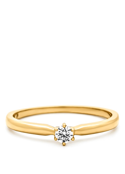 Diamond Point Geelgouden ring, 0.10 ct diamant, Hearts & Arrows - detail 3 geelgoud