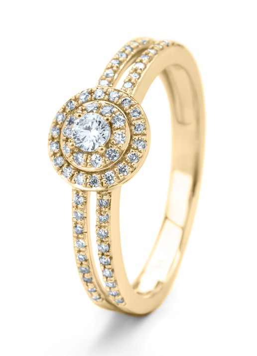 Diamond Point Geelgouden ring, 0.28 ct diamant, Petite Romance