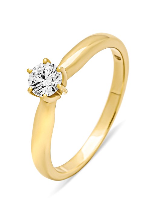 Diamond Point Geelgouden ring, 0.30 ct diamant, Hearts & Arrows