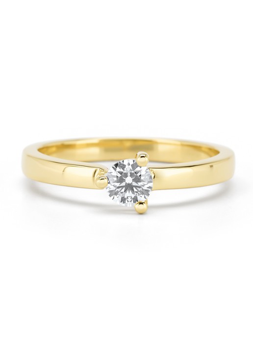 Diamond Point Geelgouden ring, 0.30 ct diamant, Hearts & Arrows - achterkant geelgoud