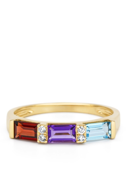 Diamond Point Geelgouden ring, 0.37 ct granaat, Little Drops - detail geelgoud