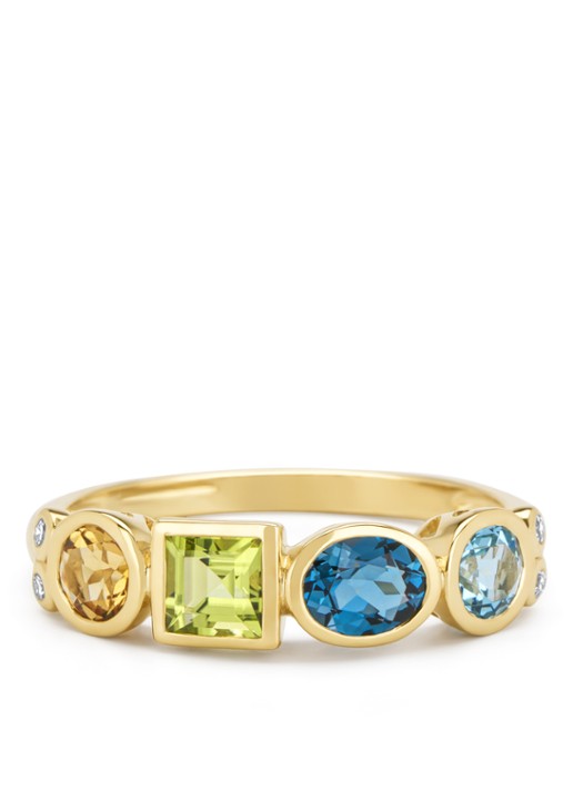 Diamond Point Geelgouden ring, 0.45 ct london topaas, Little Drops - detail geelgoud