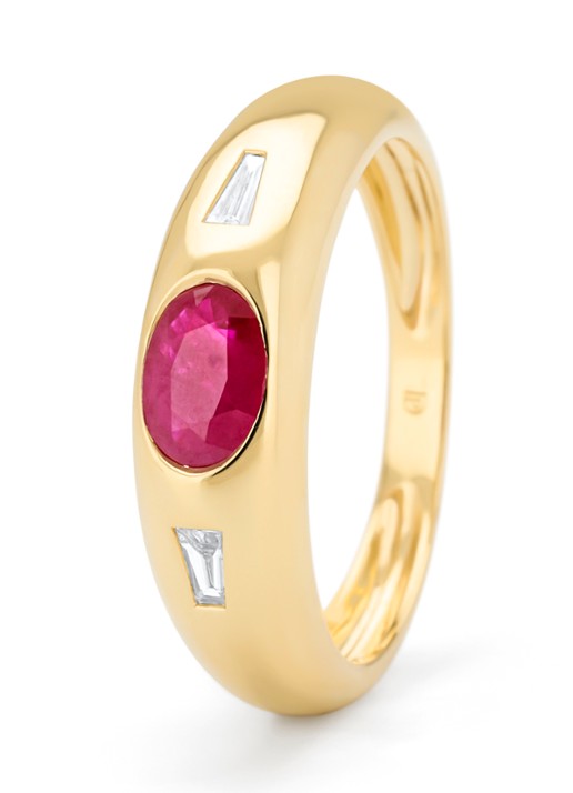 Diamond Point Geelgouden ring, 0.56 ct robijn, Bold