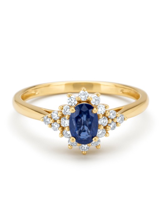 Diamond Point Geelgouden ring, 0.60 ct blauwe saffier, Eden  - detail 3 geelgoud