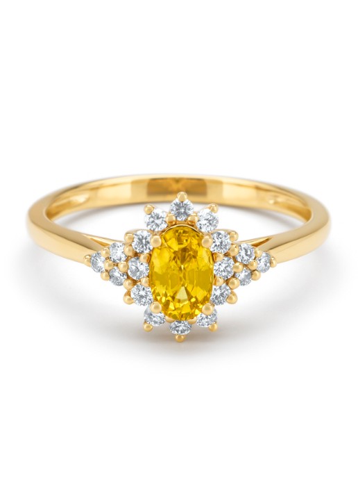 Diamond Point Geelgouden ring, 0.60 ct gele saffier, Eden - detail 3 geelgoud