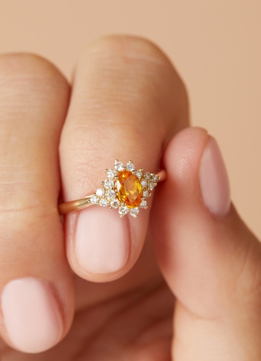 Diamond Point Geelgouden ring, 0.60 ct gele saffier, Eden - detail 5 geelgoud