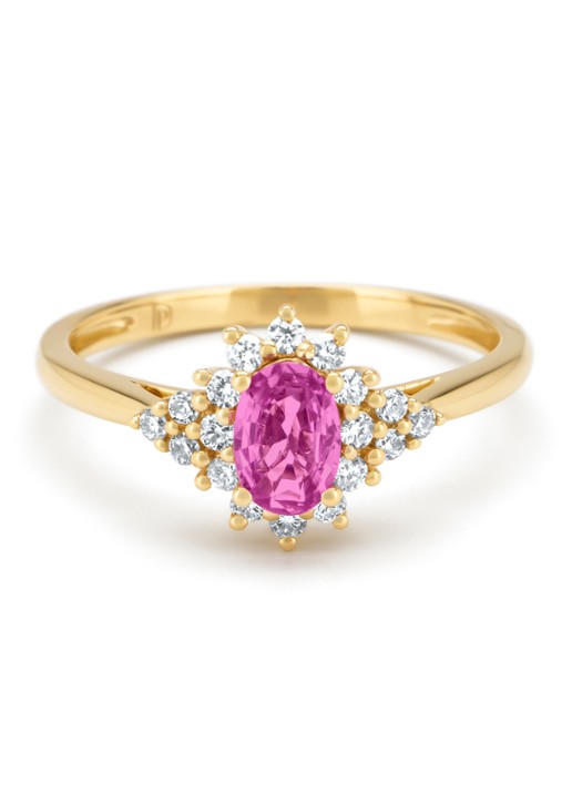 Diamond Point Geelgouden ring, 0.60 ct roze saffier, Eden - detail 2 geelgoud