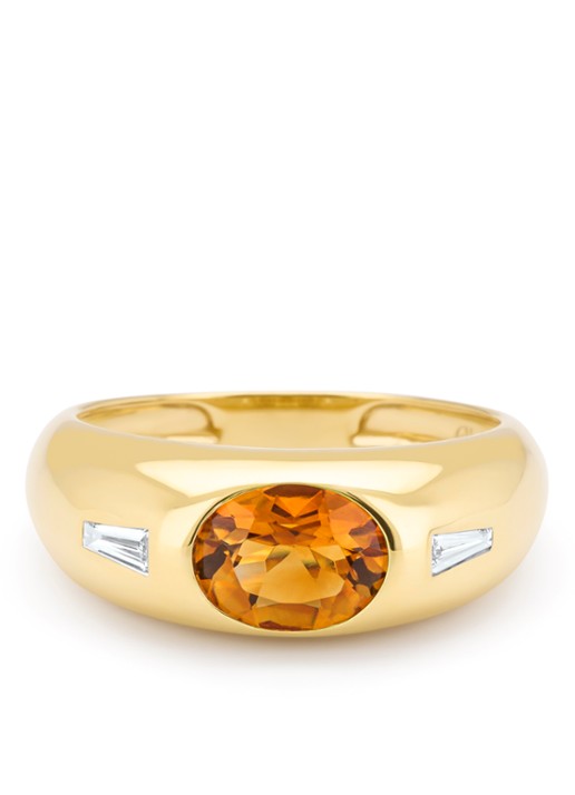 Diamond Point Geelgouden ring, 1.01 ct madeira citrien, Bold - detail 2 geelgoud