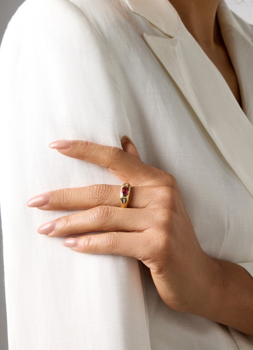 Diamond Point Geelgouden ring, 1.19 ct toermalijn, Bold - voorkant 5 geelgoud
