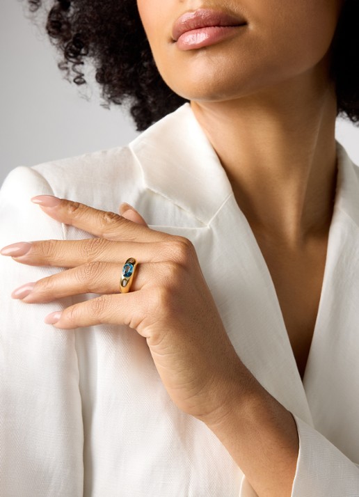 Diamond Point Geelgouden ring, 1.42 ct topaas, Bold - voorkant 2 geelgoud