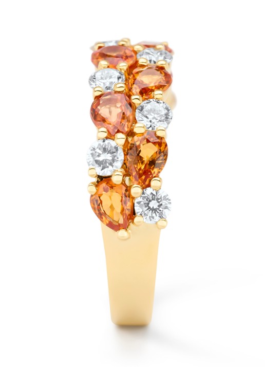 Diamond Point Geelgouden ring, 1.65 ct oranje saffier ( bew, Eden - detail 3 geelgoud