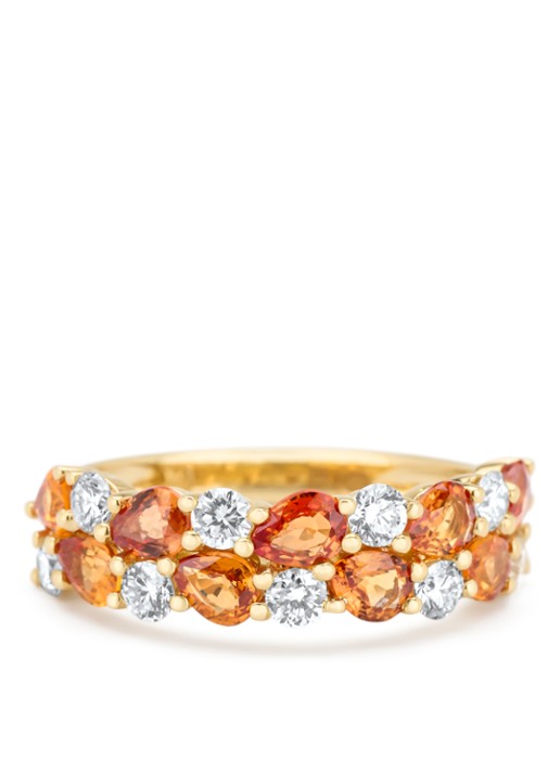 Diamond Point Geelgouden ring, 1.65 ct oranje saffier ( bew, Eden - detail 4 geelgoud