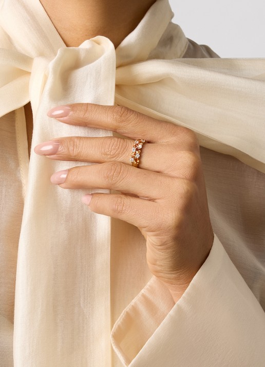 Diamond Point Geelgouden ring, 1.65 ct oranje saffier ( bew, Eden - voorkant 2 geelgoud