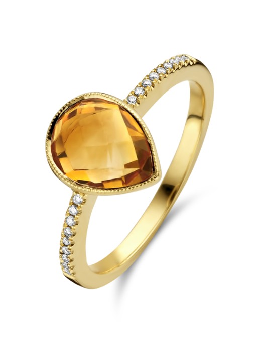 Diamond Point Geelgouden ring 1.70 ct oranje citrien Philosophy