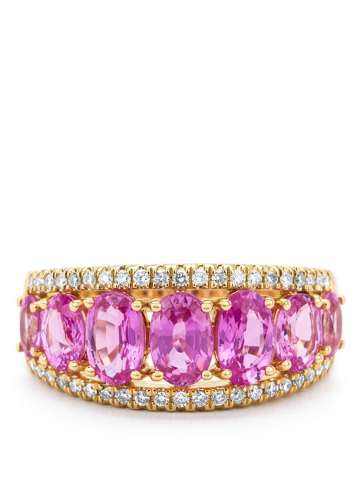 Diamond Point Geelgouden ring, 3.00 ct roze saffier, Eden - detail 3 geelgoud