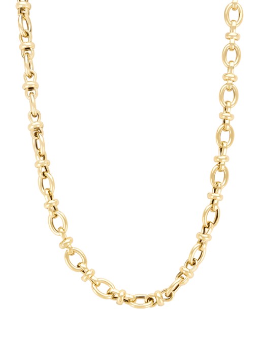 Diamond Point Geelgouden schakel collier Timeless Treasures 45 cm - detail geelgoud