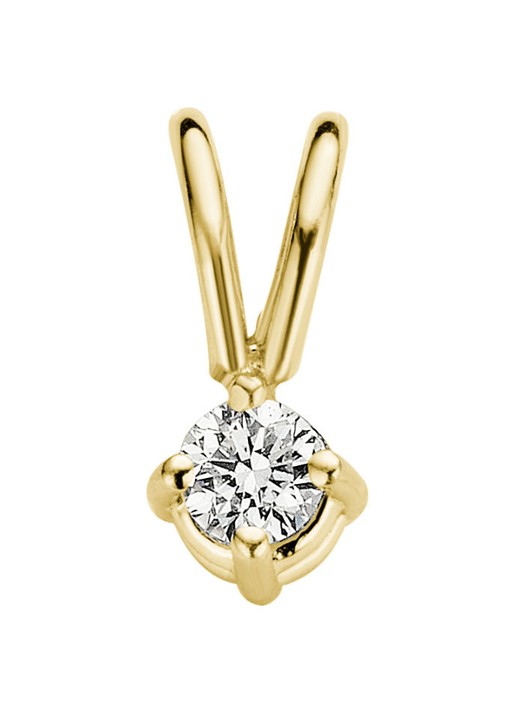 Diamond Point Geelgouden solitair groeibriljant hanger, 0.05 ct. 0.05 ct diamant Groeibriljant