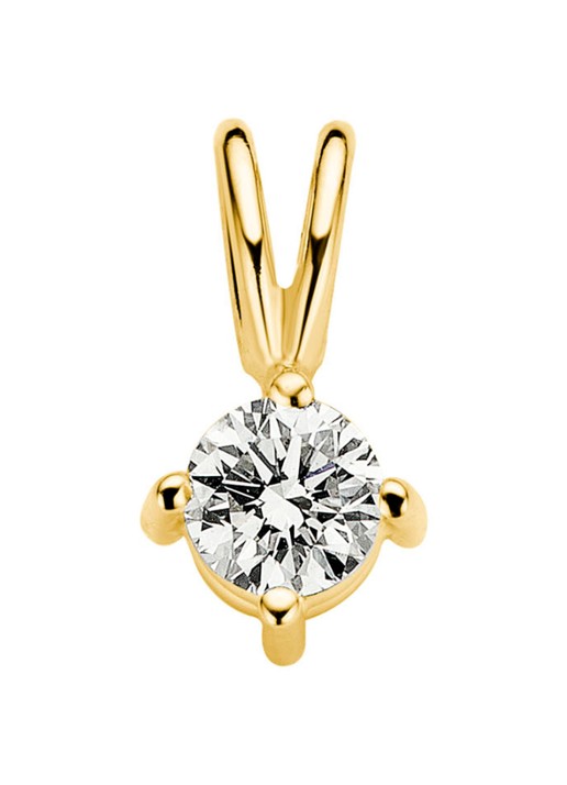 Diamond Point Geelgouden solitair groeibriljant hanger, 0.20 ct. 0.20 ct diamant Groeibriljant