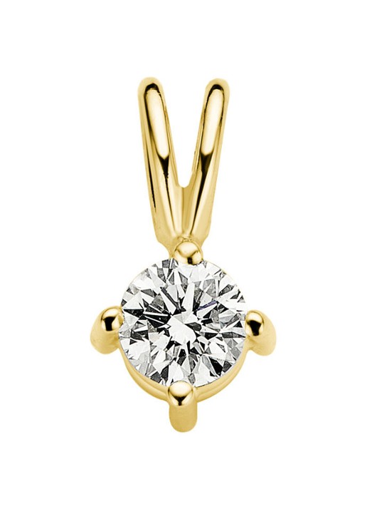 Diamond Point Geelgouden solitair groeibriljant hanger, 0.22 ct. 0.22 ct diamant Groeibriljant
