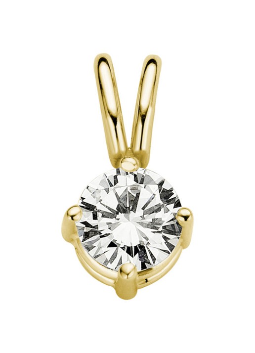 Diamond Point Geelgouden solitair groeibriljant hanger, 0.24 ct. 0.24 ct diamant Groeibriljant