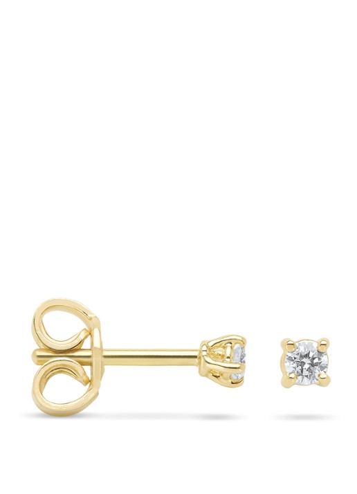 Diamond Point Geelgouden solitair groeibriljant oorstekers, 0.08 ct. 0.08 ct diamant Groeibriljant