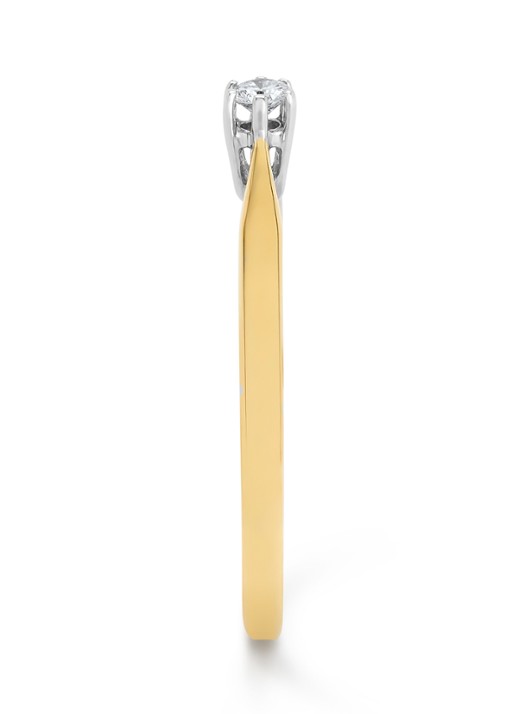 Diamond Point Geelgouden solitair groeibriljant ring, 0.08 ct. 0.08 ct diamant Groeibriljant - detail geelgoud