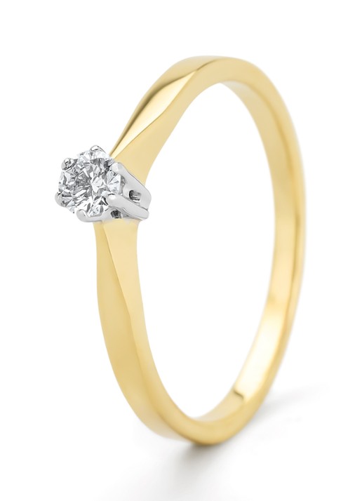 Diamond Point Geelgouden solitair groeibriljant ring, 0.13 ct. 0.13 ct diamant Groeibriljant