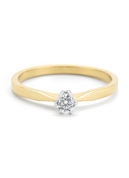 Diamond Point Geelgouden solitair groeibriljant ring, 0.16 ct. 0.16 ct diamant Groeibriljant - detail geelgoud