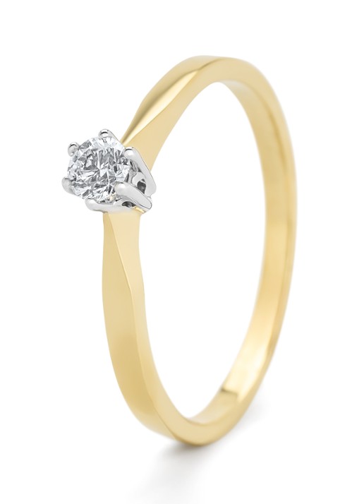 Diamond Point Geelgouden solitair groeibriljant ring, 0.16 ct. 0.16 ct diamant Groeibriljant