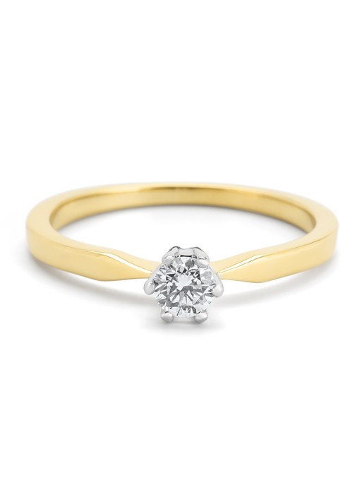 Diamond Point Geelgouden solitair groeibriljant ring, 0.22 ct. 0.22 ct diamant Groeibriljant - detail geelgoud