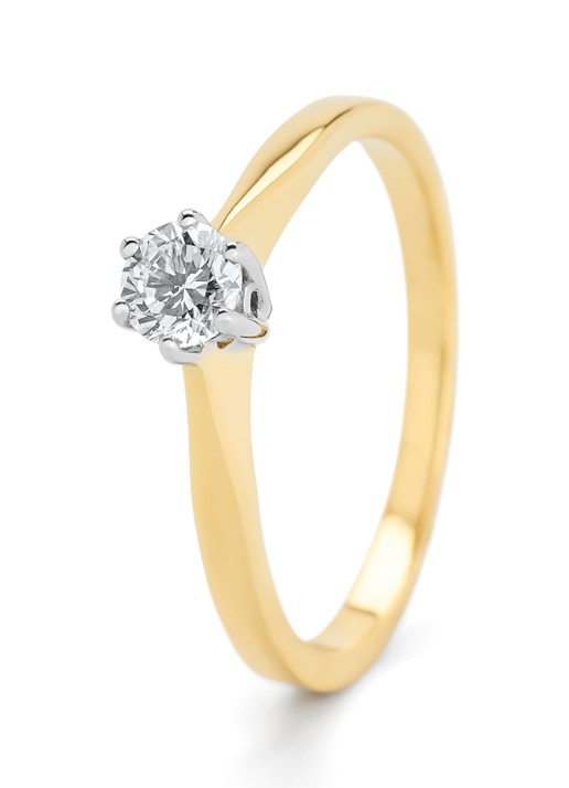 Diamond Point Geelgouden solitair groeibriljant ring, 0.28 ct. 0.28 ct diamant Groeibriljant