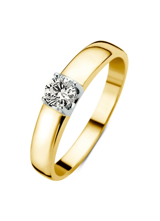 Diamond Point Geelgouden solitair groeibriljant ring, 0.34 ct. 0.34 ct diamant Groeibriljant