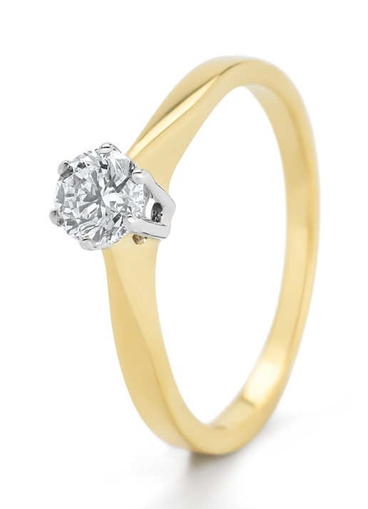 Diamond Point Geelgouden solitair groeibriljant ring, 0.40 ct. 0.40 ct diamant Groeibriljant