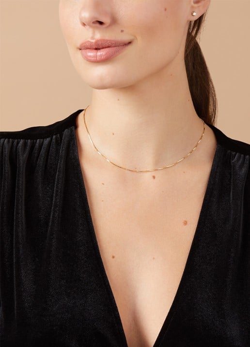 Diamond Point Geelgouden venetiaans collier Timeless Treasures (40cm) - voorkant 3 geelgoud