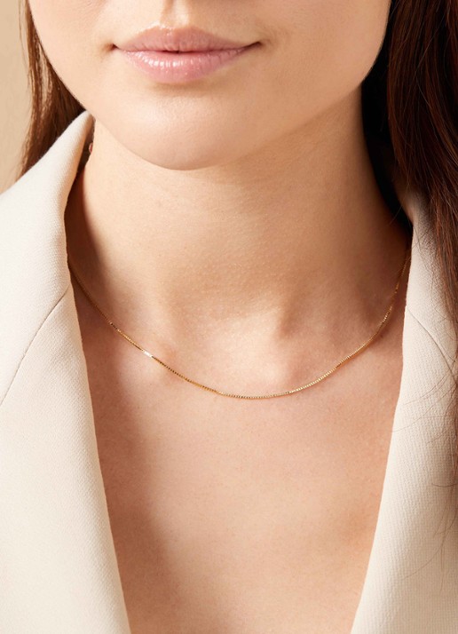 Diamond Point Geelgouden venetiaans collier Timeless Treasures (45cm) - voorkant 3 geelgoud