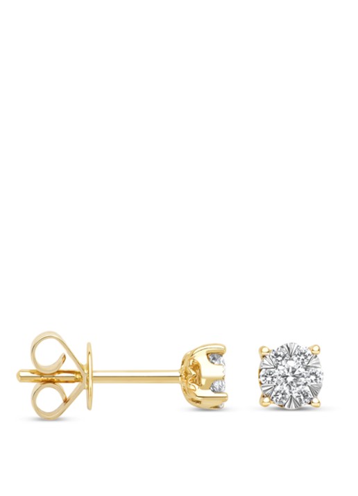 Diamond Point Gouden oorsieraden, 0.18 ct diamant, Enchanted - voorkant geelgoud