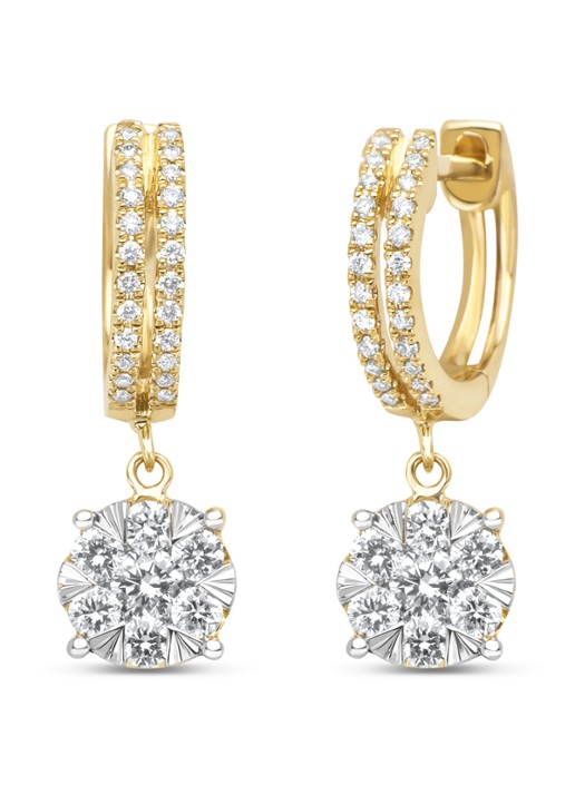 Diamond Point Gouden oorsieraden, 0.65 ct diamant, Enchanted - voorkant geelgoud