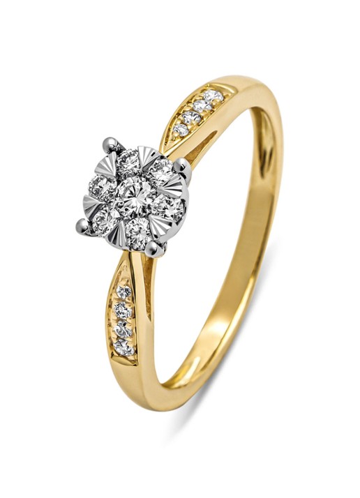Diamond Point Gouden ring, 0.29 ct diamant, Enchanted - voorkant geelgoud